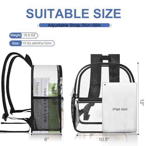 Clear Stadium Backpack - Heavy Duty Mini Bag with Front Pocket