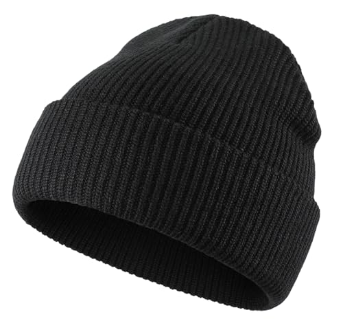 Winter Beanie Hat for Men & Women - Warm Knit Skull Cap - Black