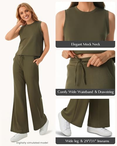 AFITNE Women's 2-Piece Summer Lounge Set Sleeveless Crop Top & Pants
