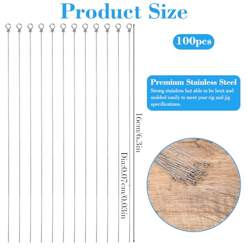 100PCS Fishing Wire Spinner - Stainless Steel Lure Making Supplies 0.7x16cm