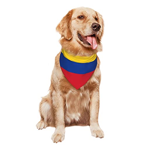 Colombia Flag Dog Bandana - Adjustable Triangle Scarf for Pets