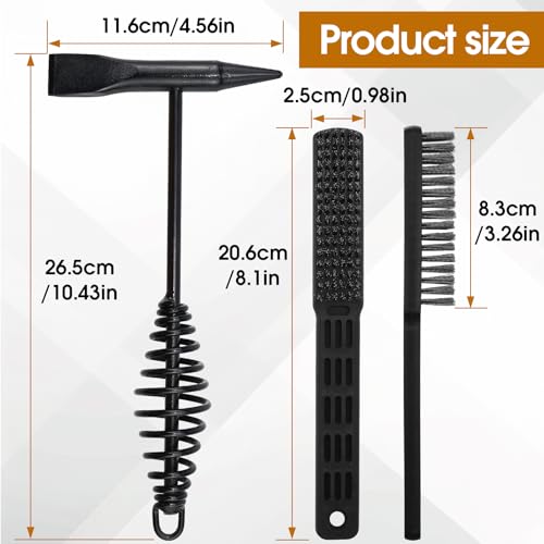 Chipping Hammer and Wire Brush Set ? 10.6 in Heavy Duty Welding Hammer with Spring Handle and Steel Bristle Brush, Welding Tools and Accessories for Weld Slag Removal