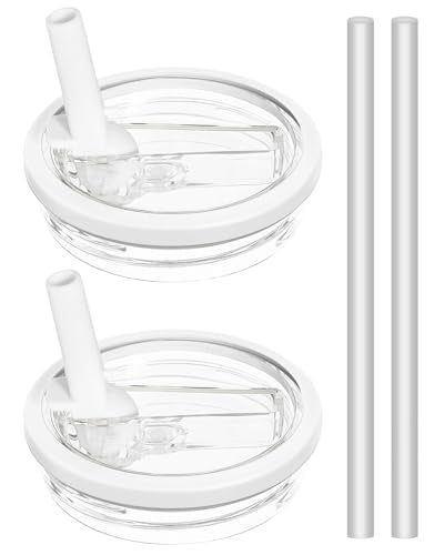 Flip Straw Lid Replacement for Stanley 40 oz Tumbler - 2 Pack, White