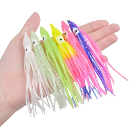 JSHANMEI 30pcs Mixed Color Soft Plastic Octopus Lures 2.75in Saltwater Fishing Baits