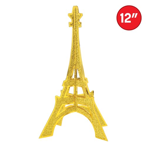 3-D Glittered Eiffel Tower Centerpiece - 12 Inch Gold Decor