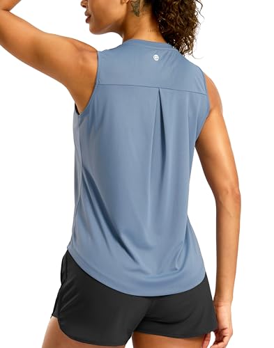 G Gradual Women's Tank Top - Sleeveless Athletic Yoga Top, Medium, Dusty Blue