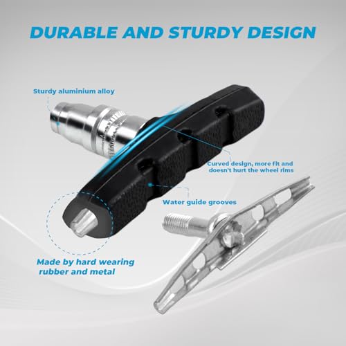 4 PCS Professional V-Brake Pads for Bicycles with Hex Wrench and Storage Box