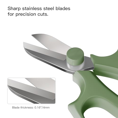 Housolution Flower Scissors, Strong Floral Shears, Premium Steel Garden Pruning Shears Floral Fruits Leaf Scissors Hand Pruner Snip Trimming Tool for Gardening Flower Arrangement, Avocado Green