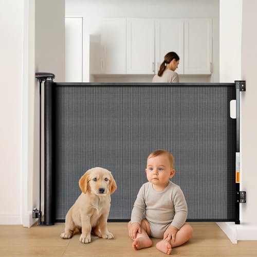 Retractable Baby Gates | Baby Gate for Stairs | Dog Gates for Doorways | Retractable Gates for Dogs 33" Tall, Extends up to 55" Wide | Dog Fence Indoor