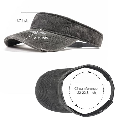Retro Ripped Sun Visor Hat - Black Baseball Visor for Men & Women