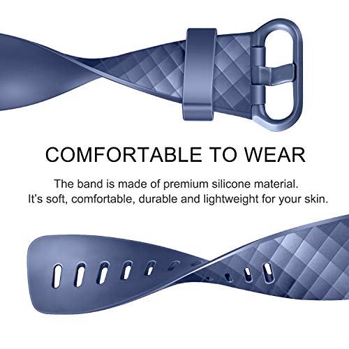Silicone Replacement Bands for Fitbit Charge 4 & 3 - Large: 7.1-8.7" Wrists - Black, Navy Blue, Slate Grey