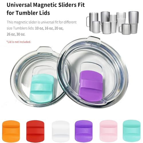 6 Pack Magnetic Slider Replacement Lids - Purple, White, Red, Orange, Teal, Pink