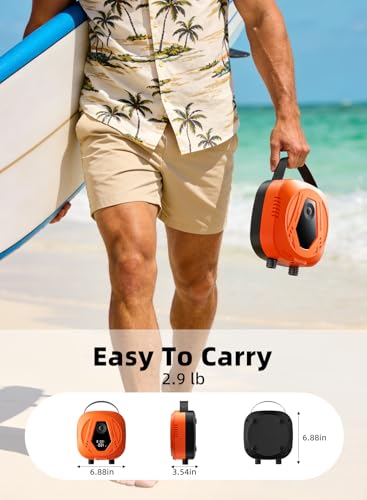 Portable Electric Paddle Board Pump - Orange & Black
