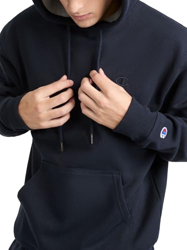 Champion Men's Pullover Fleece Hoodie Large Original Navy - Standard Fit, Midweight, Logo