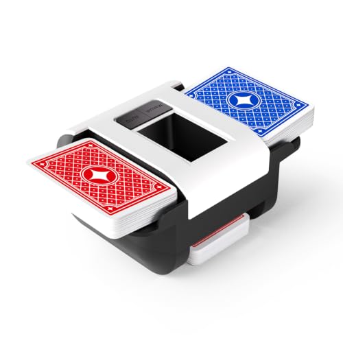 KINMATES White Automatic Card Shuffler for 2 Decks – Dual Modes, Rechargeable