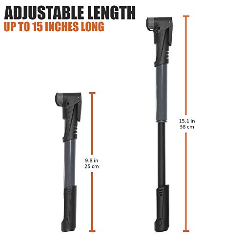Mini Bike Pump - Portable Frame Pump with Smart Valve - Inflator for Balls