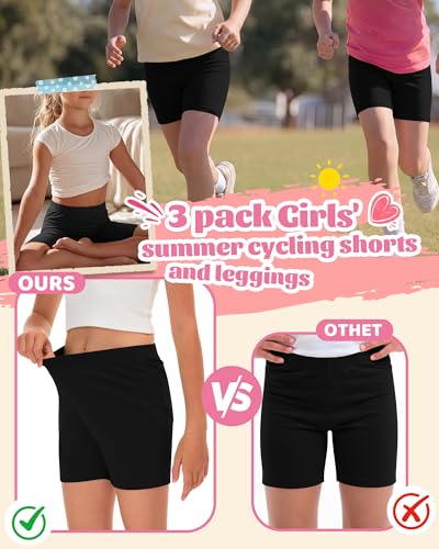 Girls Bike Shorts - 3 Pack, 11-12 Years, Black