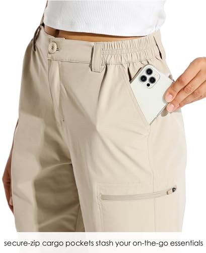 Willit Women's 10-Inch Khaki Cargo Shorts with 6 Pockets, Medium Size, Hiking & Golf Wear
