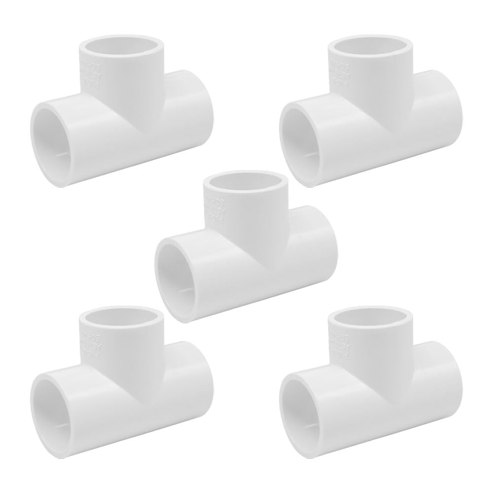 HayEastdor 5PCS 1 Inch Tee PVC Fittings Adapter Pipe Fitting Connectors Socket x Socket for Sprinkler, Drip Irrigation System, Pipes Extension HE064-1
