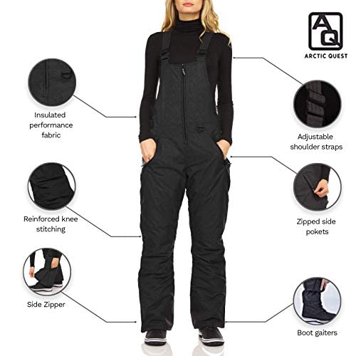 Arctic Quest Women's Snow Bib Large Grey Tie Winter Snow Pants