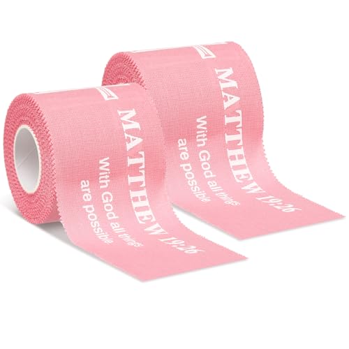Christian Athletic Tape 2-Pack - 2in x 23ft - Pink Matthew 19:26