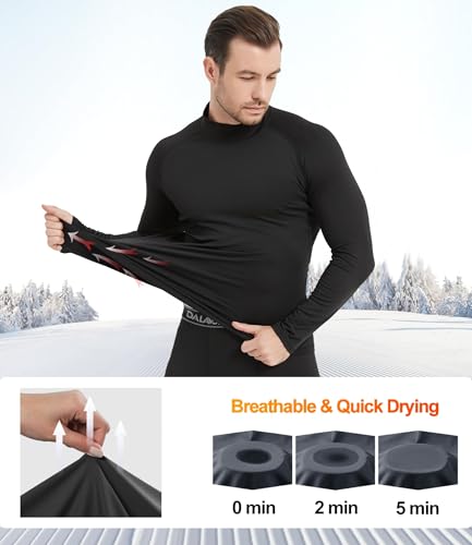 Dalavch 5 Pack Thermal Compression Shirts for Men Turtleneck Fleece