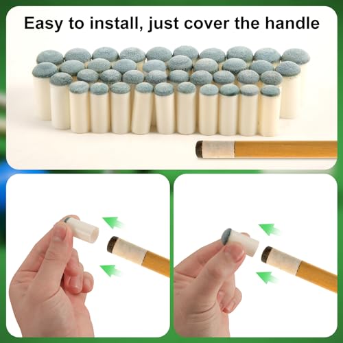 40-Pack Pool Cue Tips in 4 Sizes - Premium Rubber Billiard Tips