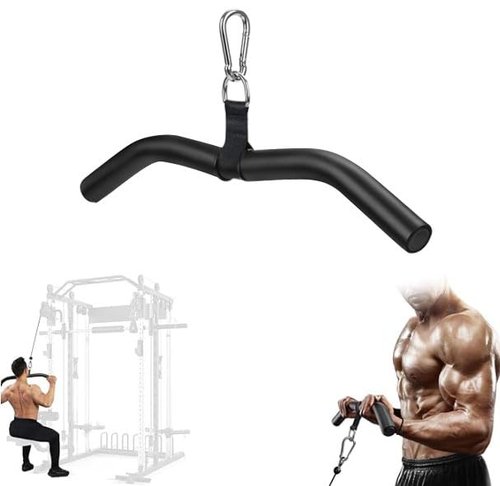 LAT Pull Down Bar Attachment：LAT Pulldown Tricep Bar for Strength Training Home Gym Cable Machine - Curl & Triceps Press Down Handle with EVA Sponge Non-Slip Grip for Pulley System