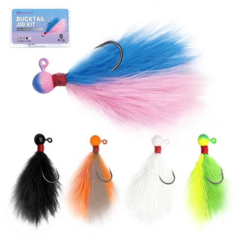 Crappie Jigs 5-Pack Hand-Tied Marabou Jigs - 1/64oz