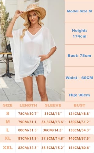Women's Side Slit Chiffon Tunic V Neck Casual Top - Large