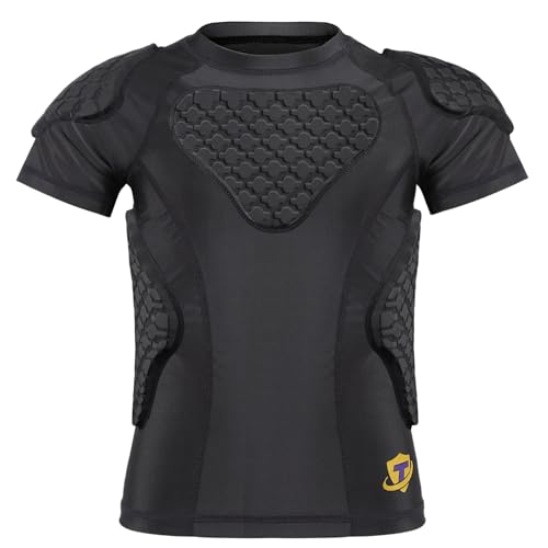 TUOY Kids Youth Padded Chest Rib Protector Shirt for Football Baseball - Black, Large