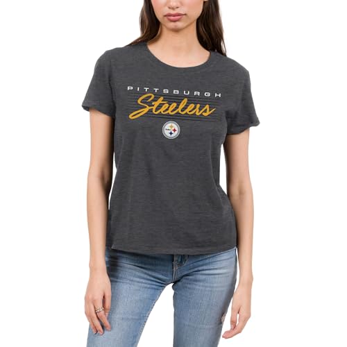 Women's NFL Retro Script Lines Short Sleeve T-Shirt - Steelers Large