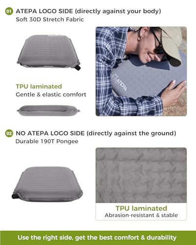 Inflatable Seat Cushion - 2" Foam Core, Compact for Travel - 1 Pack Grey