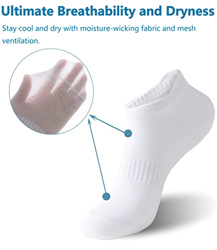 Low Cut Athletic Cotton Ankle Socks - 6 Pairs, White