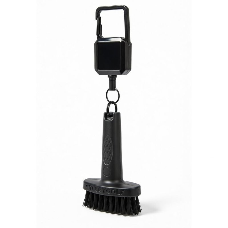 SmileyGolf Mini Golf Brush - Retractable Groove Cleaner with Carabiner Clip, 20" Extendable Cord, Non-Scratch Nylon Bristles, Pocket-Sized Pro-Tested for Irons, Wedges
