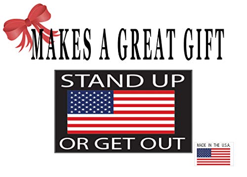 3x5 Inch USA Flag Bumper Sticker - Stand Up Or Get Out