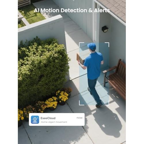 Wireless Security Camera Outdoor, 2K All-on One, AI/PIR Motion Detection, Continuous Power, 2.4/5 GHz WiFi, SD/Cloud Storage, 2-Way Audio, Work with Alexa, Mobile App & HomeBase