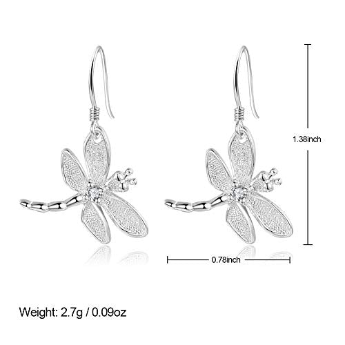 925 Sterling Silver Dragonfly Drop Earrings for Women