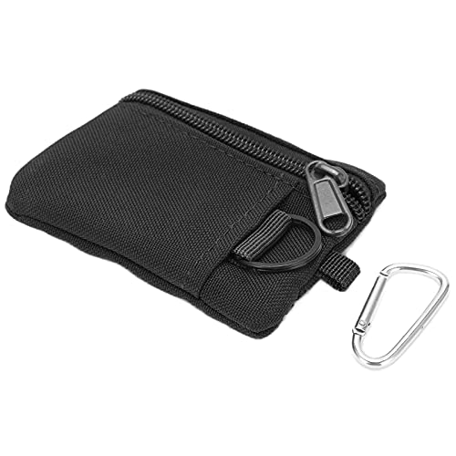 EDC Pocket Pouch - Mini Molle Wallet with Carabiner, Black