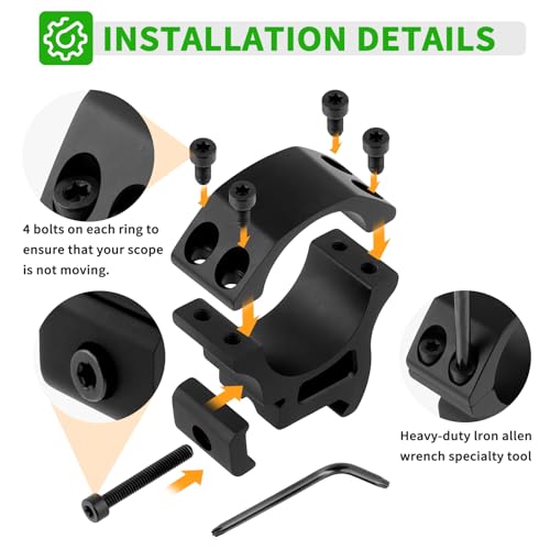 30mm Scope Rings Medium/High Profile 21mm Picatinny Rail Mounts for Rifles, Heavy-Duty 2 Pack