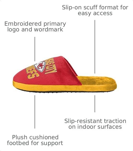 Kansas City Chiefs Slide Slippers - Embroidered Team Logo, Size 11-12