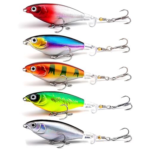 Whopper Popper Fishing Lure with 3D Eyes - Mixing Colors