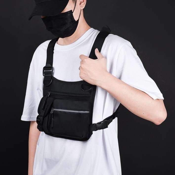 Skiennix Adjustable Nylon Chest Bag - Multi-Functional Sporty Vest for Hiking & Cycling