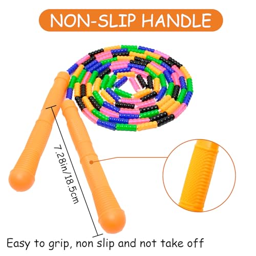 Adjustable Segmented Beaded Jump Rope for Kids - Rainbow Yellow