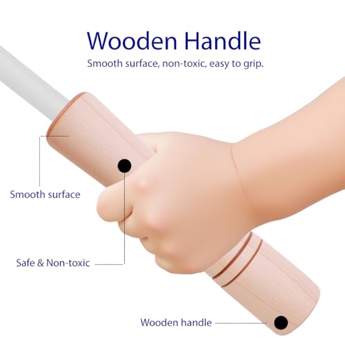 Kids Adjustable Jump Rope - Wooden Handle, Cotton Braided - White