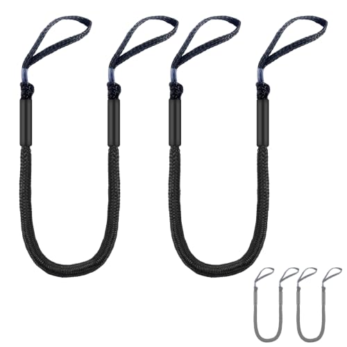 4-Foot Bungee Dock Lines for Boats - Heavy Duty Marine Mooring Ropes - Set of 2