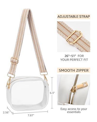 Clear Stadium Purse with Adjustable Strap | Lightweight & Water-Resistant Crossbody Bag for Events