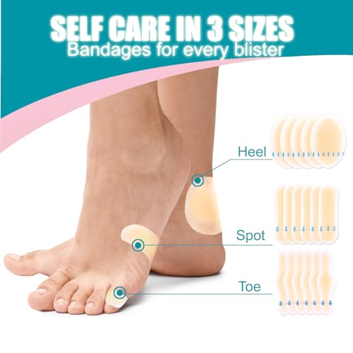 36-Pack Hydrocolloid Blister Bandages - Waterproof Foot Cushions