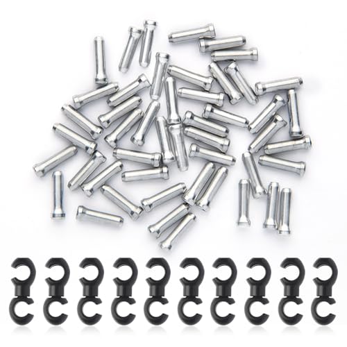 60-Piece Aluminum Alloy Bike Cable End Caps and S-Hook Clips Set