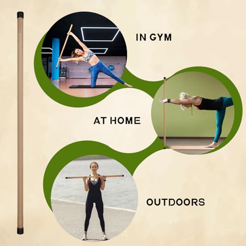 Natural Bamboo Yoga Stick - 57 Inches, Stretching & Flexibility
